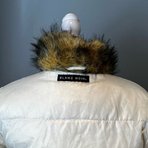 NEW Blanc Noir Faux Fur Reversible Puffer Winter Apres Ski Jacket Natural M NWT - Picture 7 of 16